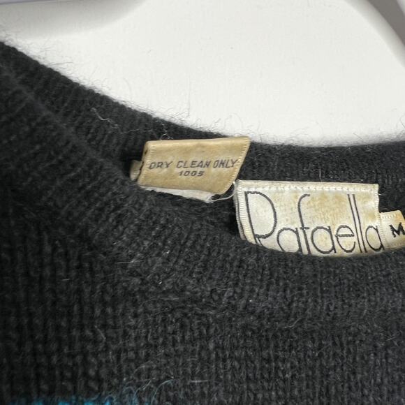 VINTAGE Rafaella Sweater Womens‎ Medium Black Angora Lambswool Polka Dot 90s - Picture 3 of 8